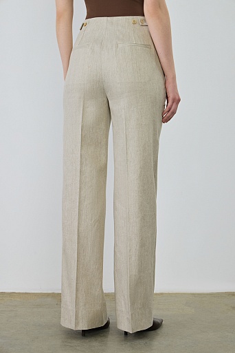 Расклешенные брюки со льном, цвет овсяное молоко