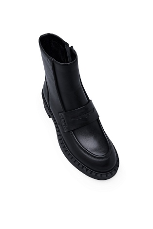 Кожаные ботильоны, черные