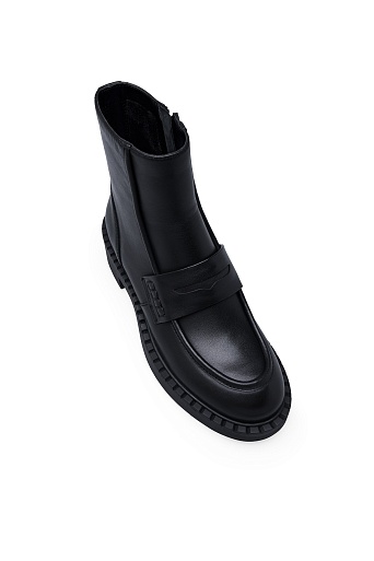 Кожаные ботильоны, черные