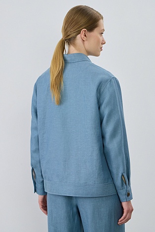 Куртка-рубашка из шерсти, лиоцелла и шелка, голубая