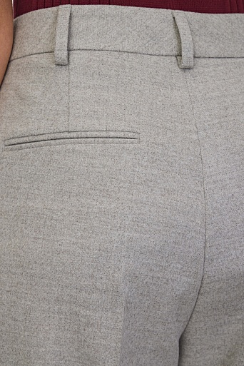 Прямые брюки из шерсти с кашемиром, серо-бежевые