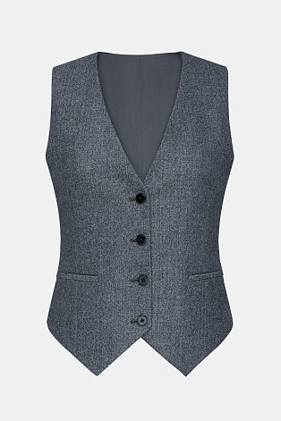 Костюмный жилет из шерсти в елочку, серый