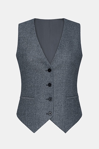 Костюмный жилет из шерсти в елочку, серый