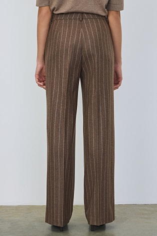 Прямые свободные брюки в полоску, коричневые