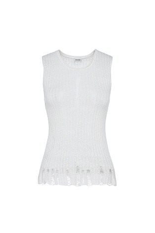 Топ без рукавов с рваным эффектом, белый 