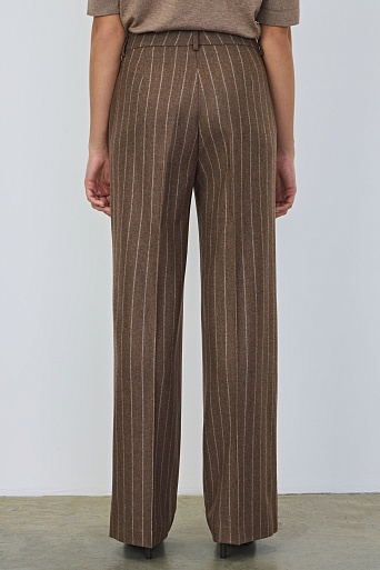 Прямые свободные брюки в полоску, коричневые