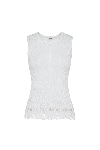 Топ без рукавов с рваным эффектом, белый 