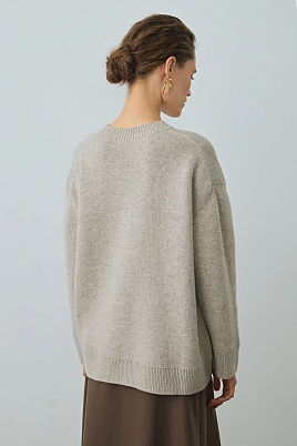 Хлопковый джемпер с кашемиром, бежевый меланж