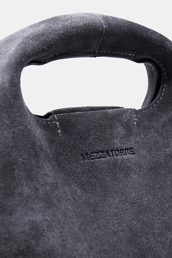 Замшевая сумка на цепочке, темно-серая