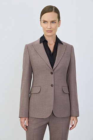 Приталенный костюмный жакет из шерсти, серо-коричневый