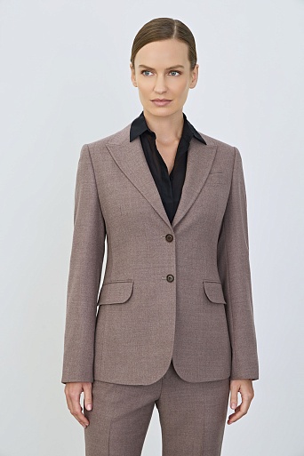 Приталенный костюмный жакет из шерсти, серо-коричневый