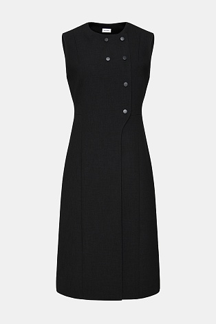 Приталенное платье с ассиметричной застежкой, черное