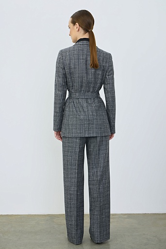 Костюмный жакет из букле в клетку, серый