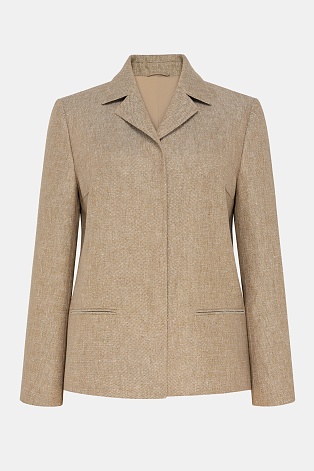 Куртка-жакет изо льна, бежево-коричневый меланж