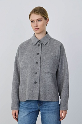 Куртка-рубашка из шерсти, серый меланж