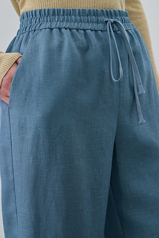 Свободные брюки на кулиске из шерсти, лиоцелла и шелка, голубая