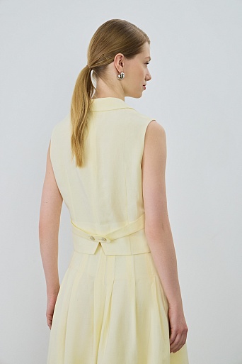 Жилет на пуговицах из тенселя и льна, сливочный Lilly