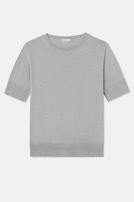 Вязаная футболка из хлопка и модала, серый меланж