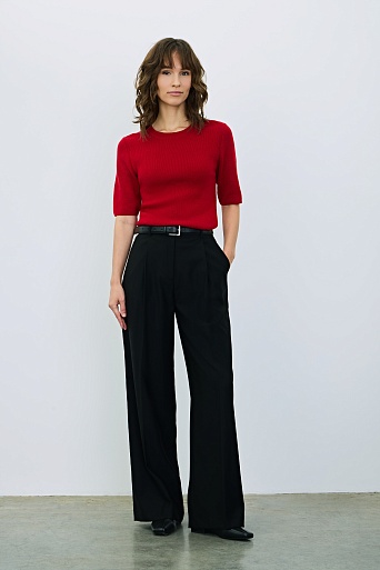 Джемпер с коротким рукавом с кашемиром, красный