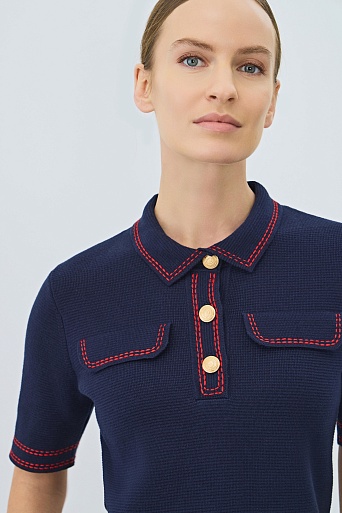 Футболка-поло с контрастной отделкой