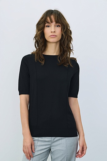 Трикотажная футболка из тенселя, черная
