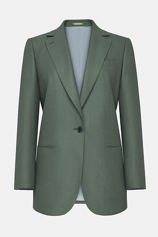 Удлиненный жакет из шерсти на одной пуговице, цвет шалфей