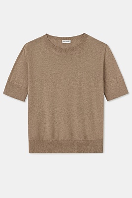 Джемпер из хлопка с коротким рукавом, светло-коричневый