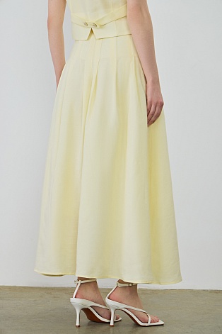 Длинная юбка в складку из тенселя и льна, сливочная