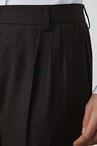 Костюмные брюки с защипами, темно-серые