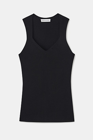 Топ в рубчик на широких бретелях, черный