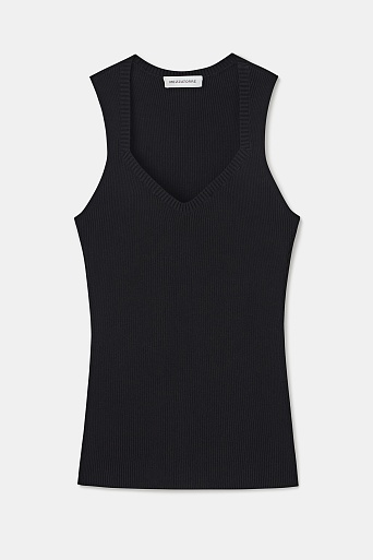 Топ в рубчик на широких бретелях, черный