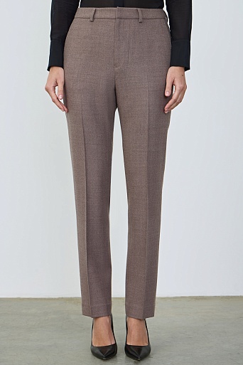 Зауженные костюмные брюки из шерсти, серо-коричневые