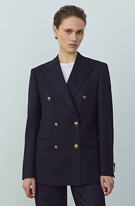 Жакет двубортный, цвет темно-синий LEILA