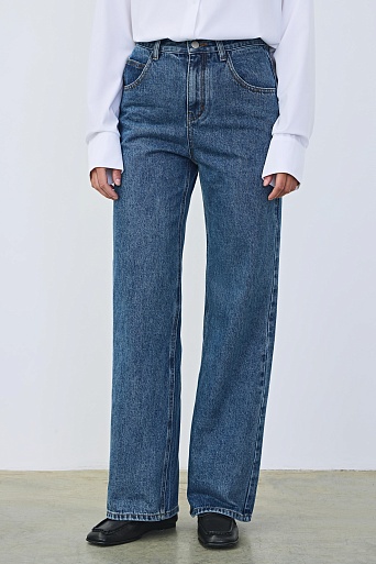 Прямые джинсы, темно-голубые