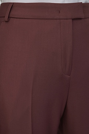 Прямые костюмные брюки из шерсти, красно-коричневые