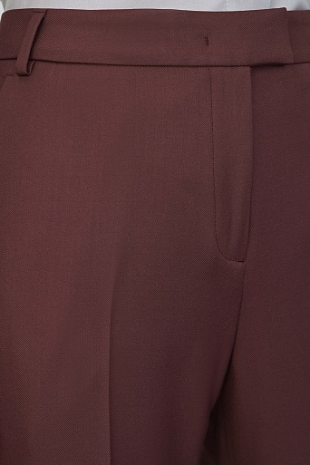 Прямые костюмные брюки из шерсти, красно-коричневые