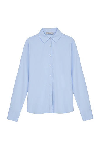 Базовая светло-голубая блузка с широкими манжетами