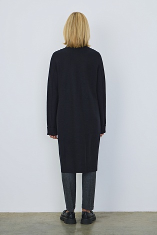 Пальто с воротником-стойкой, иссиня-черное