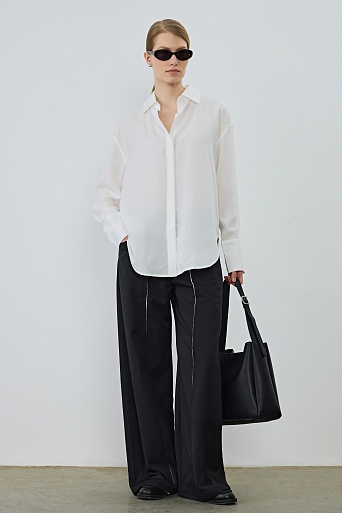 Свободная рубашка из лиоцелла, молочная