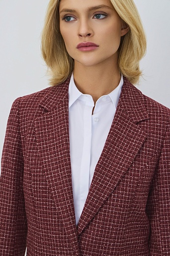 Удлиненный жакет в белую клетку, кирпичный GABRIELLA