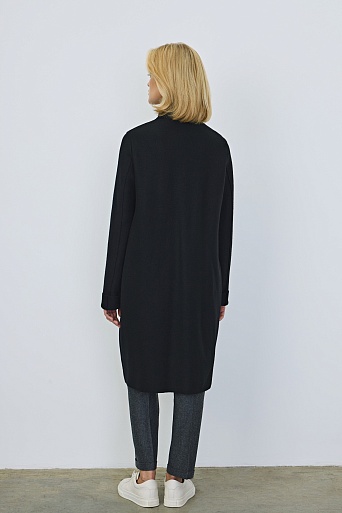 Пальто с воротником-стойкой, черное