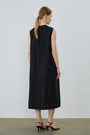 Текстурное платье из натурального шелка, черное