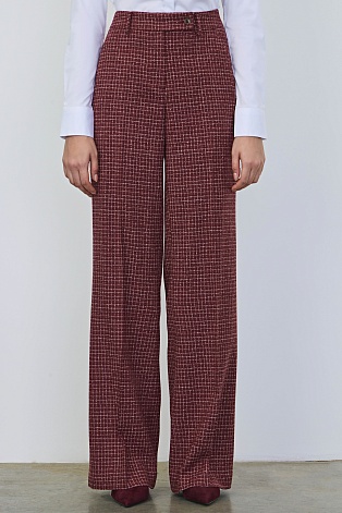 Прямые свободные брюки в белую клетку, кирпичные ELEANOR