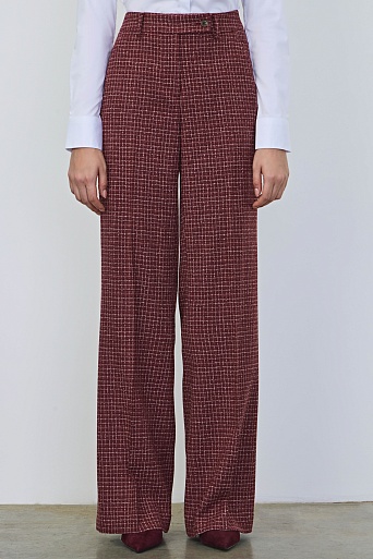 Прямые свободные брюки в белую клетку, кирпичные ELEANOR