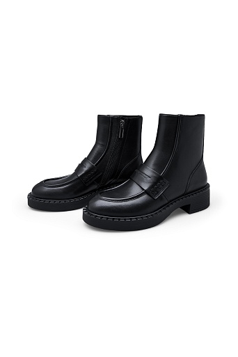 Кожаные ботильоны, черные