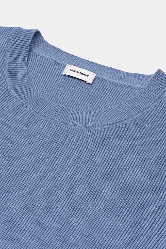 Джемпер с коротким рукавом с кашемиром, голубой