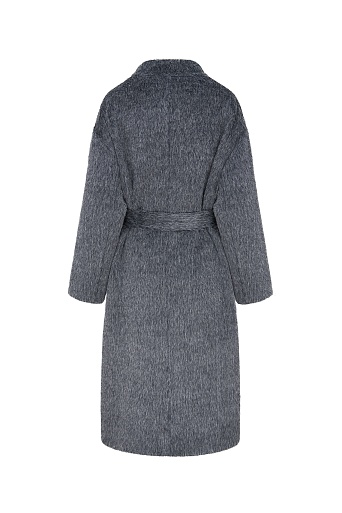 Пальто на поясе из шерсти с альпака, серый меланж