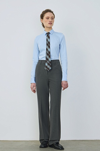 Брюки прямого силуэта, серый меланж
