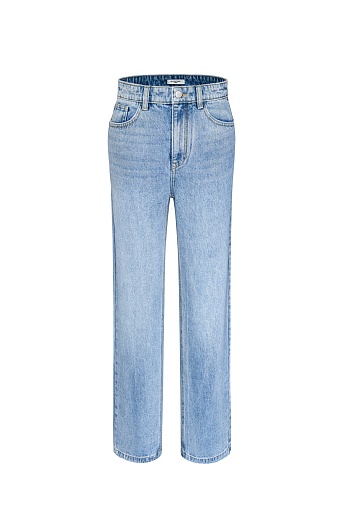Прямые джинсы, голубые
