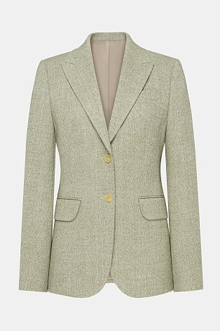 Жакет в елочку на двух пуговицах, фисташковый